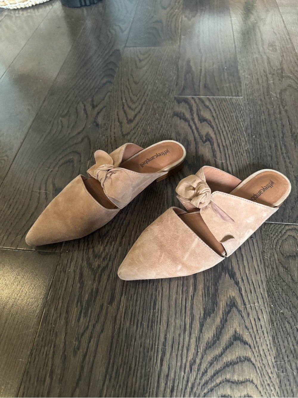 Jeffrey Campbell Knot-Detail Pointed Suede Mule in pink tan